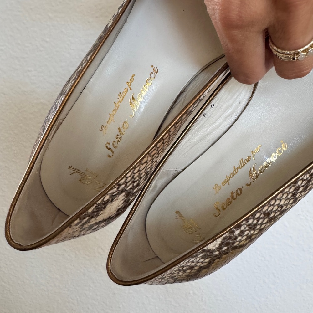 Sesto Meucci Brown Snakeskin Tassel Loafers - Picture 6 of 6